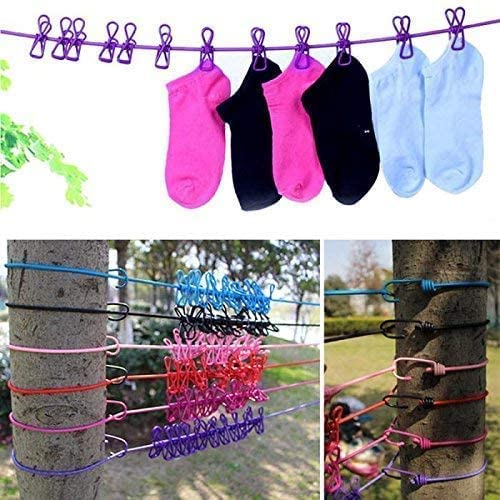 Portable Multi Use Drying Rope with 12 Clips