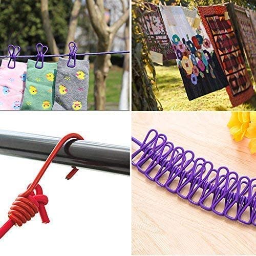 Portable Multi Use Drying Rope with 12 Clips