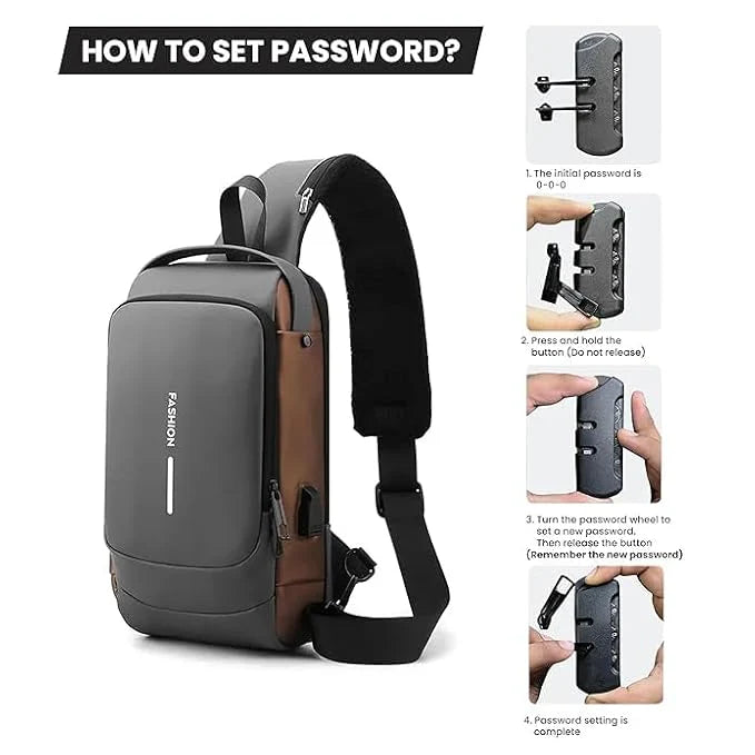 Unisex Crossbody Sling Bag with USB Charging Port