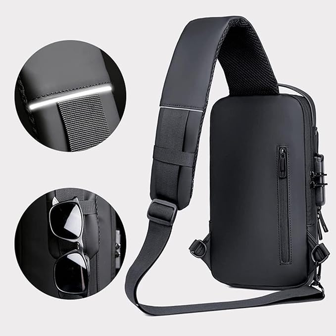 Unisex Crossbody Sling Bag with USB Charging Port