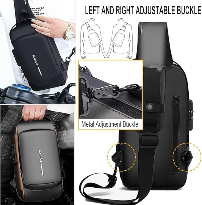 Unisex Crossbody Sling Bag with USB Charging Port