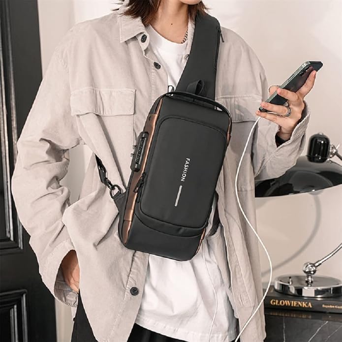 Unisex Crossbody Sling Bag with USB Charging Port