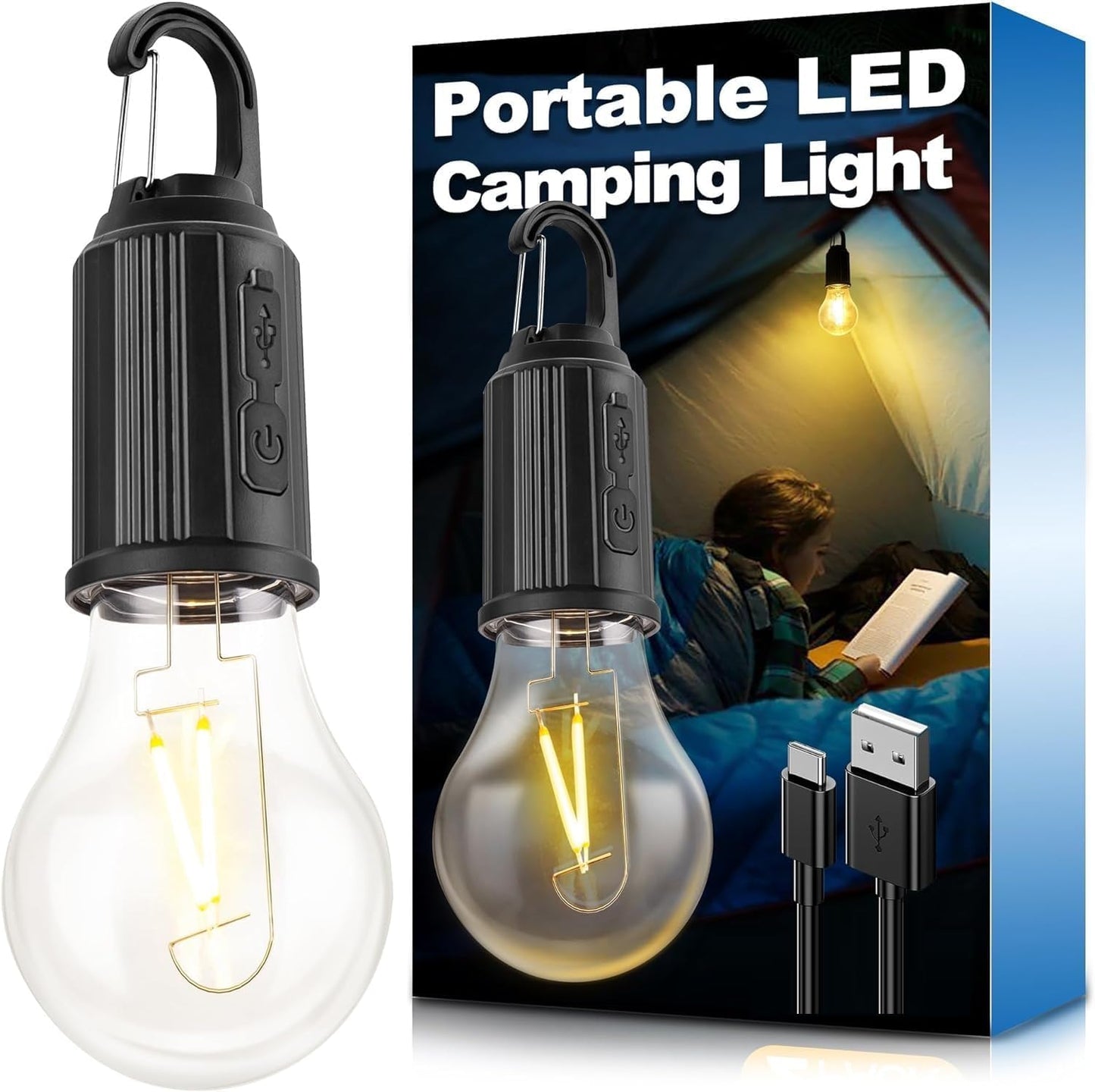 Camping Retro Bulb Hangable & USB-C Rechargeable