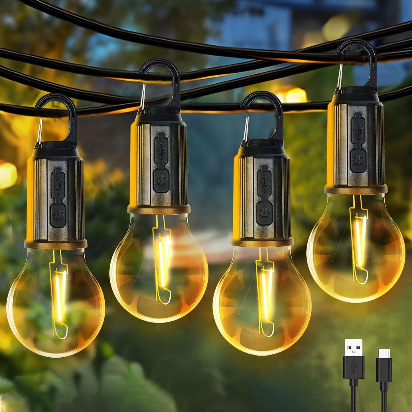 Camping Retro Bulb Hangable & USB-C Rechargeable