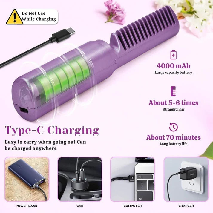 Mini Rechargeable Hair Straightener Comb