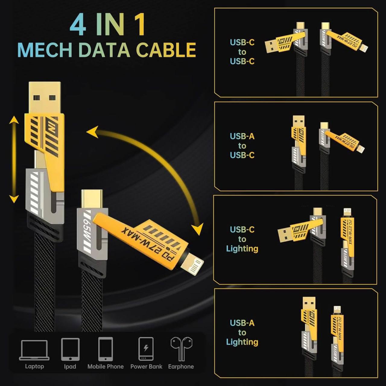 4 in 1 Fast Charging & Data Cable