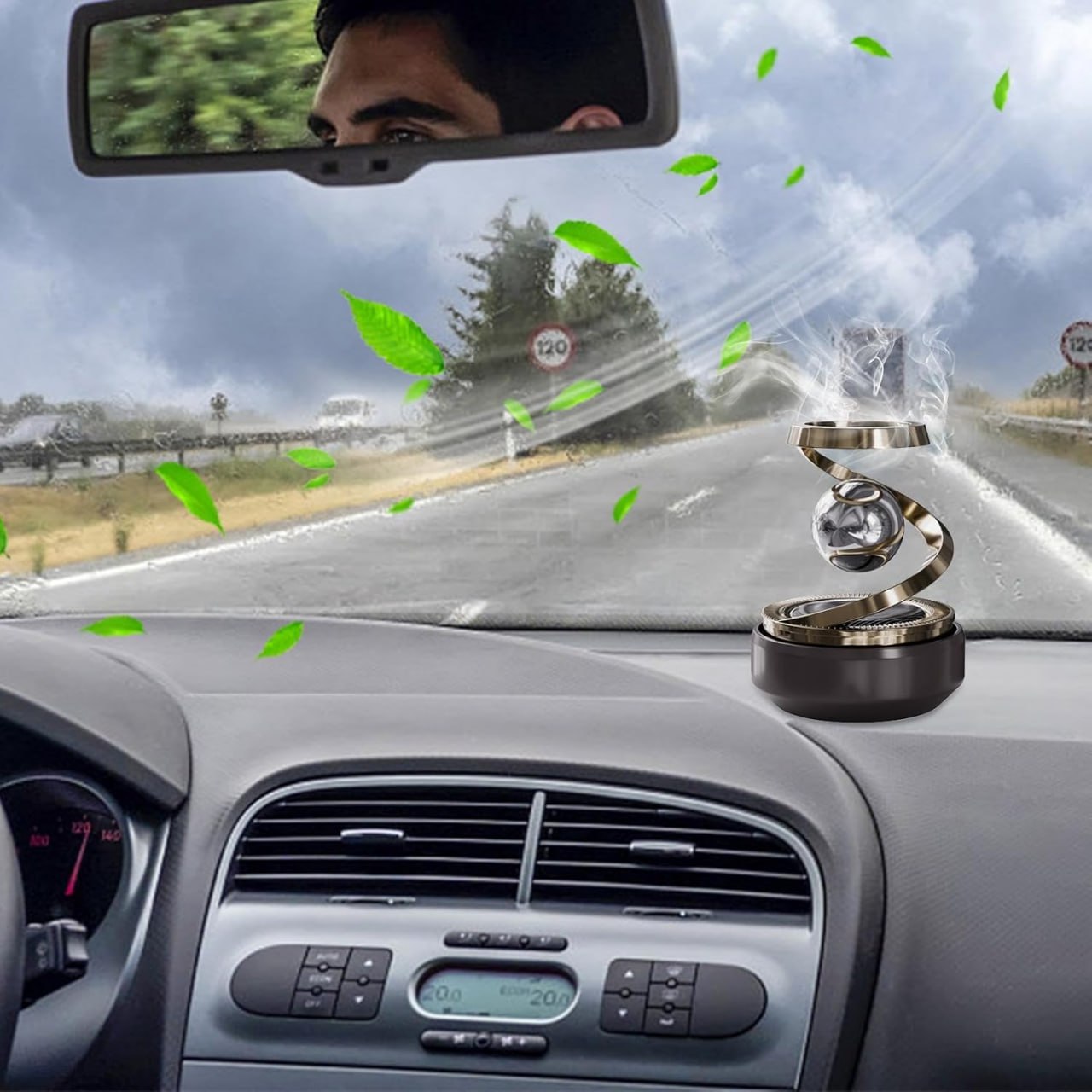 Rotating Gyroscope Air Freshener for Desk and Car - Solar Powered