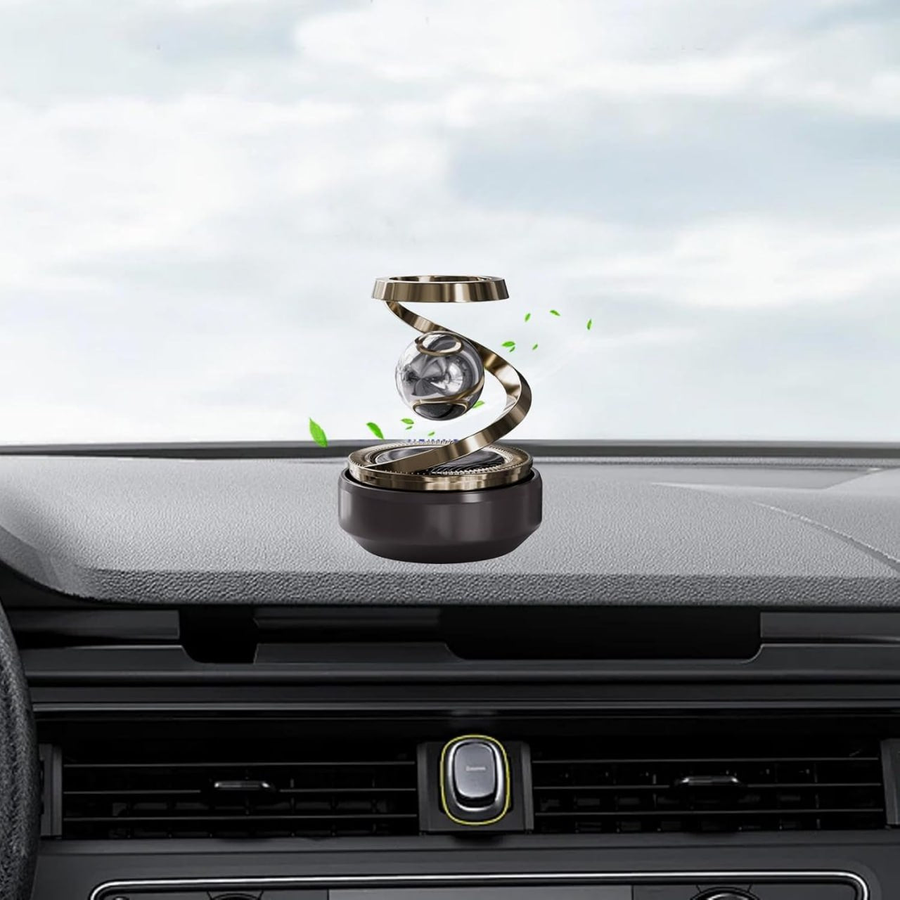 Rotating Gyroscope Air Freshener for Desk and Car - Solar Powered