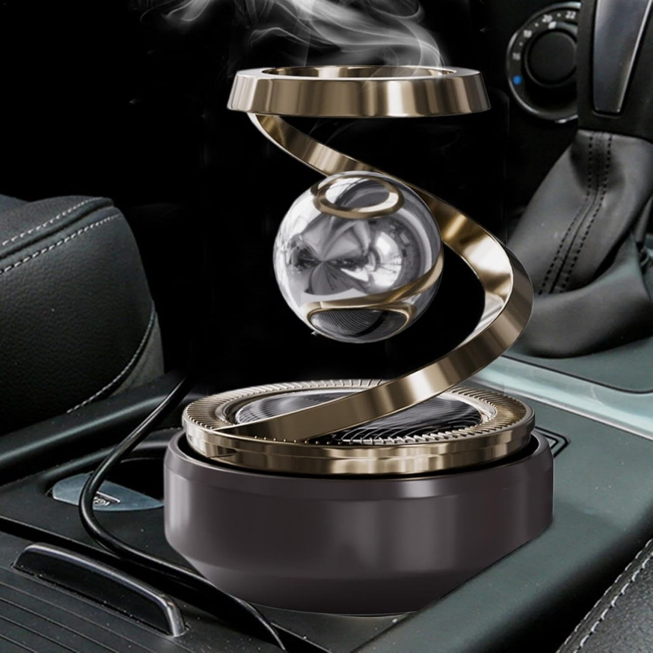 Rotating Gyroscope Air Freshener for Desk and Car - Solar Powered